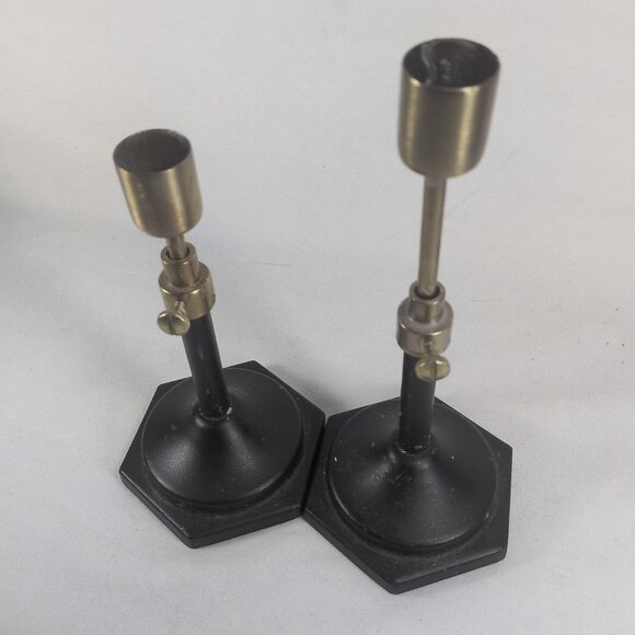 Hearth & Hand Magnolia Candle Holders 2 Black & Brass Taper Sticks Adjustable - Picture 6 of 10